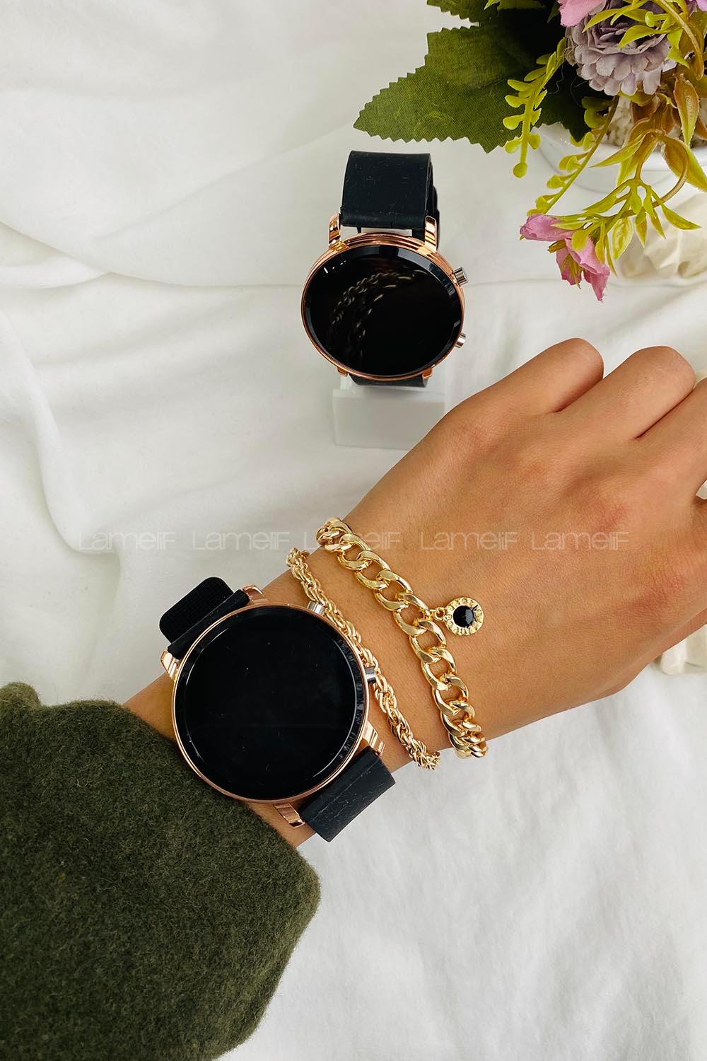 Lamelif Pattaya Gold Çerçeve Led Saat