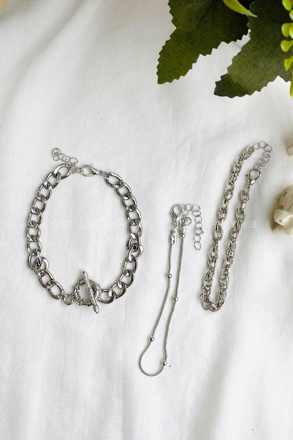 ModalemelModalamelifKilit Detay 3lü Gümüş Bileklik