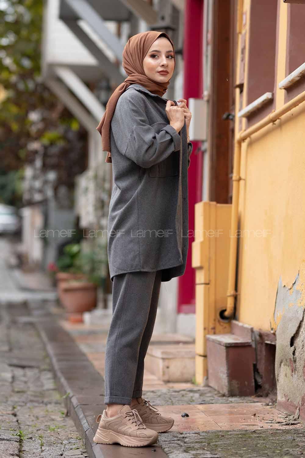 Modalamelif Çift Cepkli Oduncu İkili Takım Antrasit