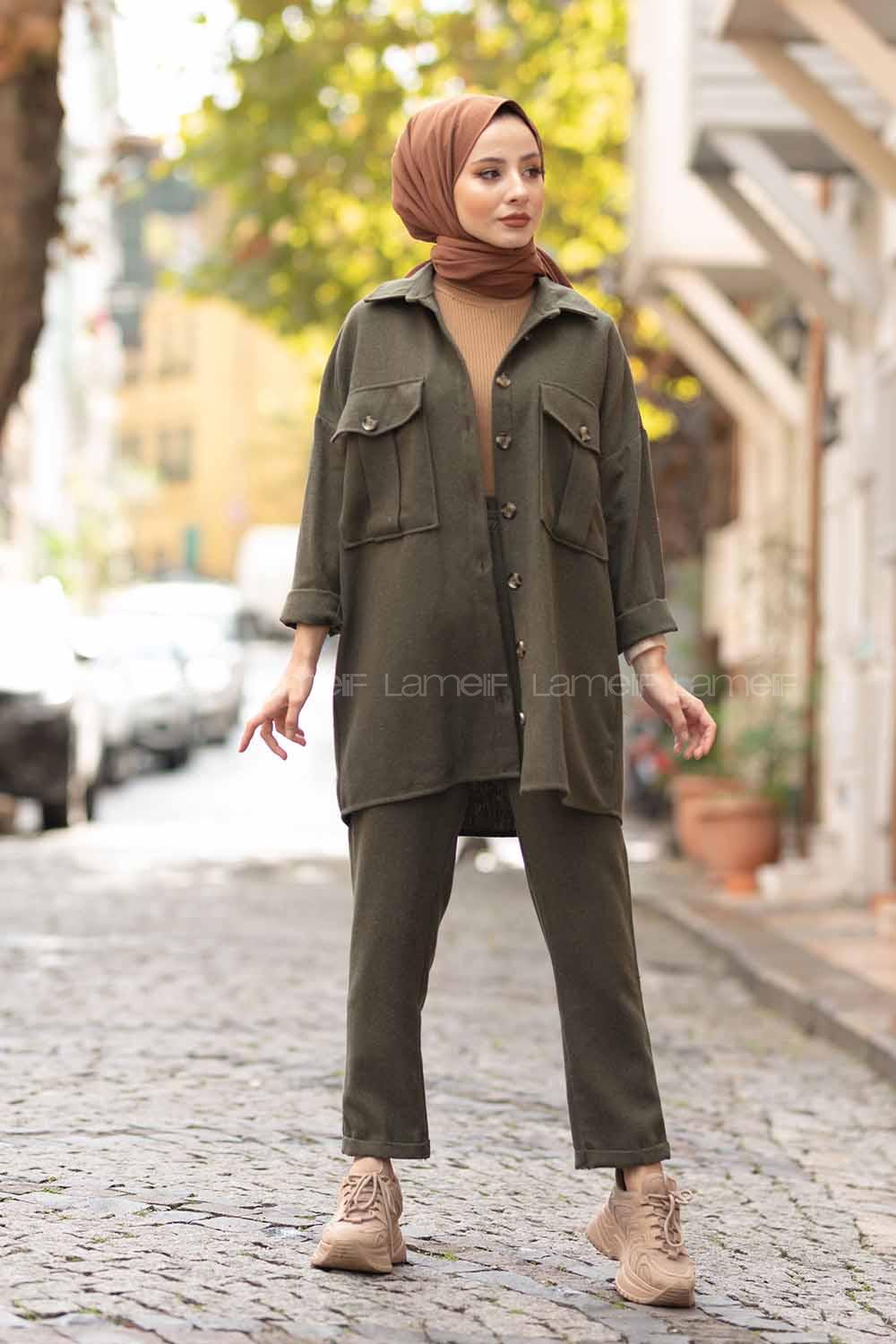 Modalamelif Çift Cepli Oduncu İkili Takım Haki