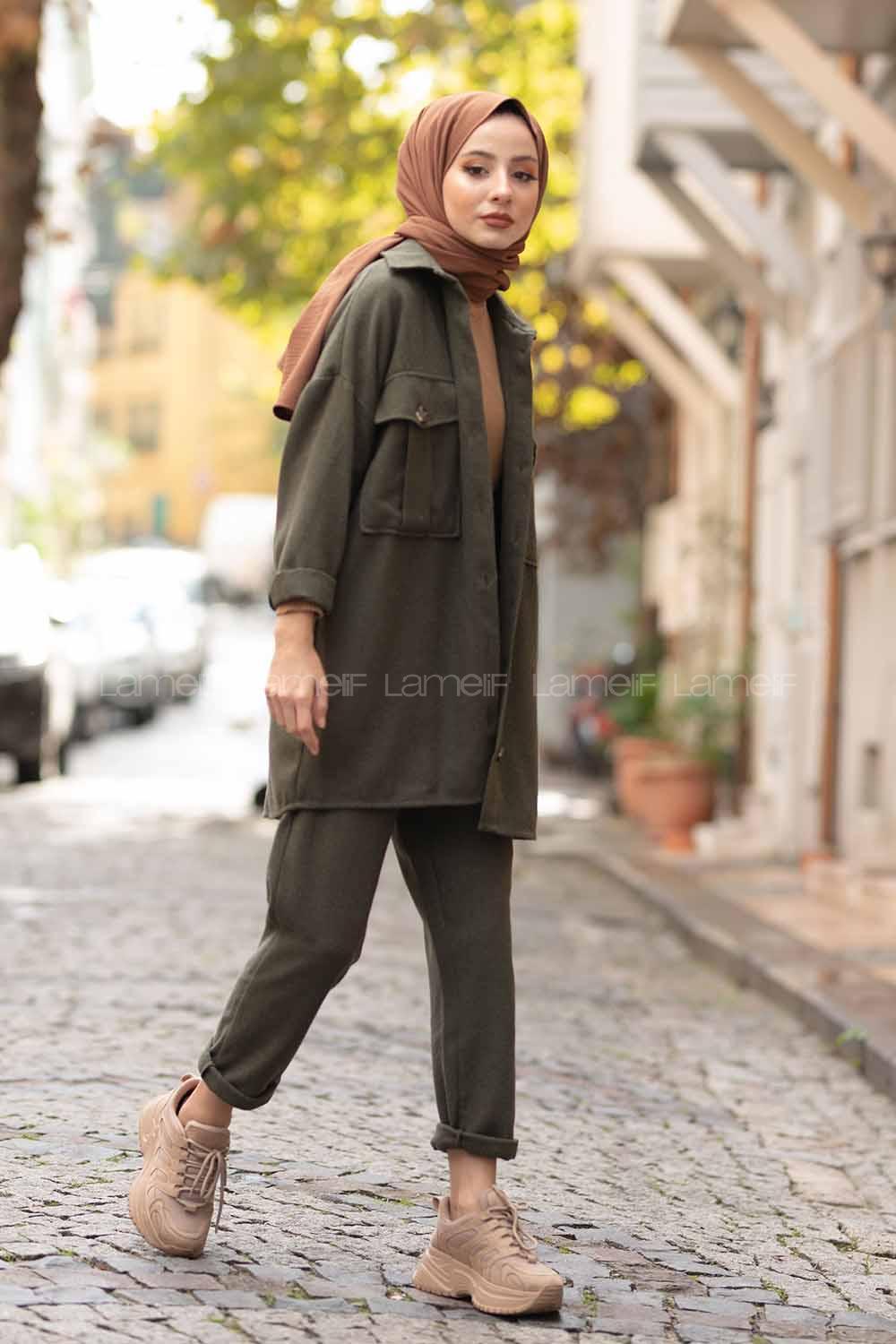 Modalamelif Çift Cepli Oduncu İkili Takım Haki