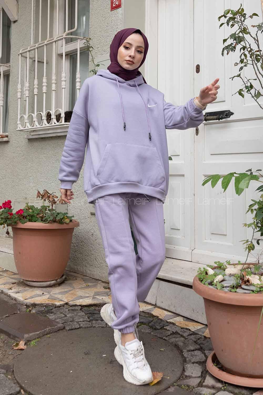 Modalamelif Kapşonlu İkili Takım Lila