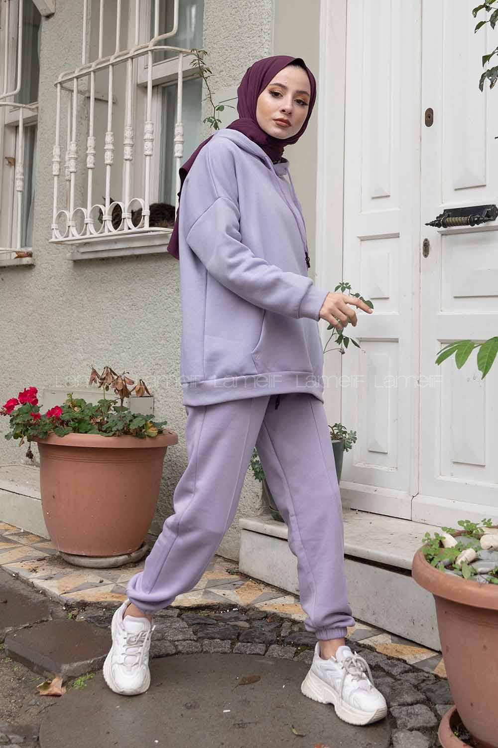 Modalamelif Kapşonlu İkili Takım Lila