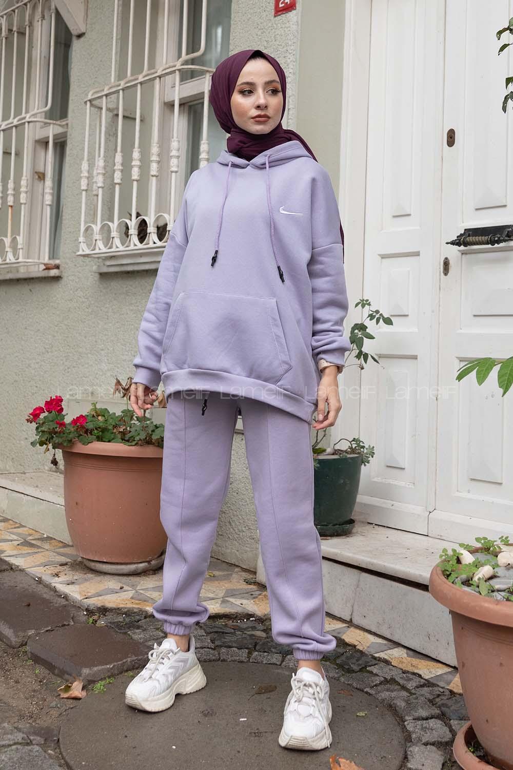 Modalamelif Kapşonlu İkili Takım Lila