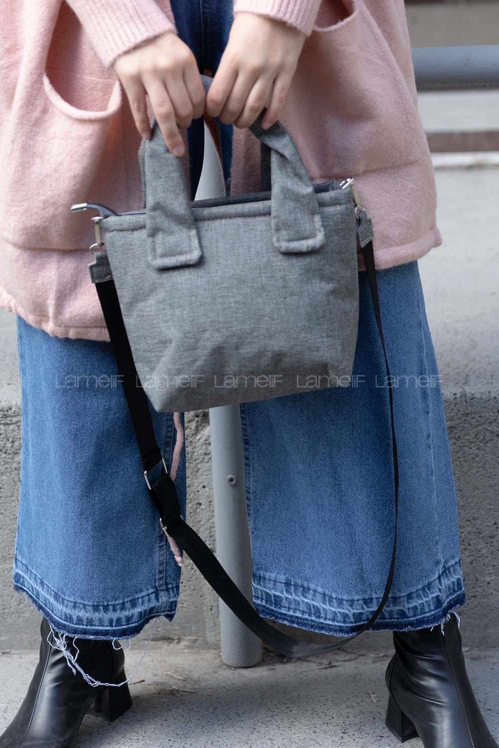 Modalamelif Kumaş Düz Renk Çanta Gri