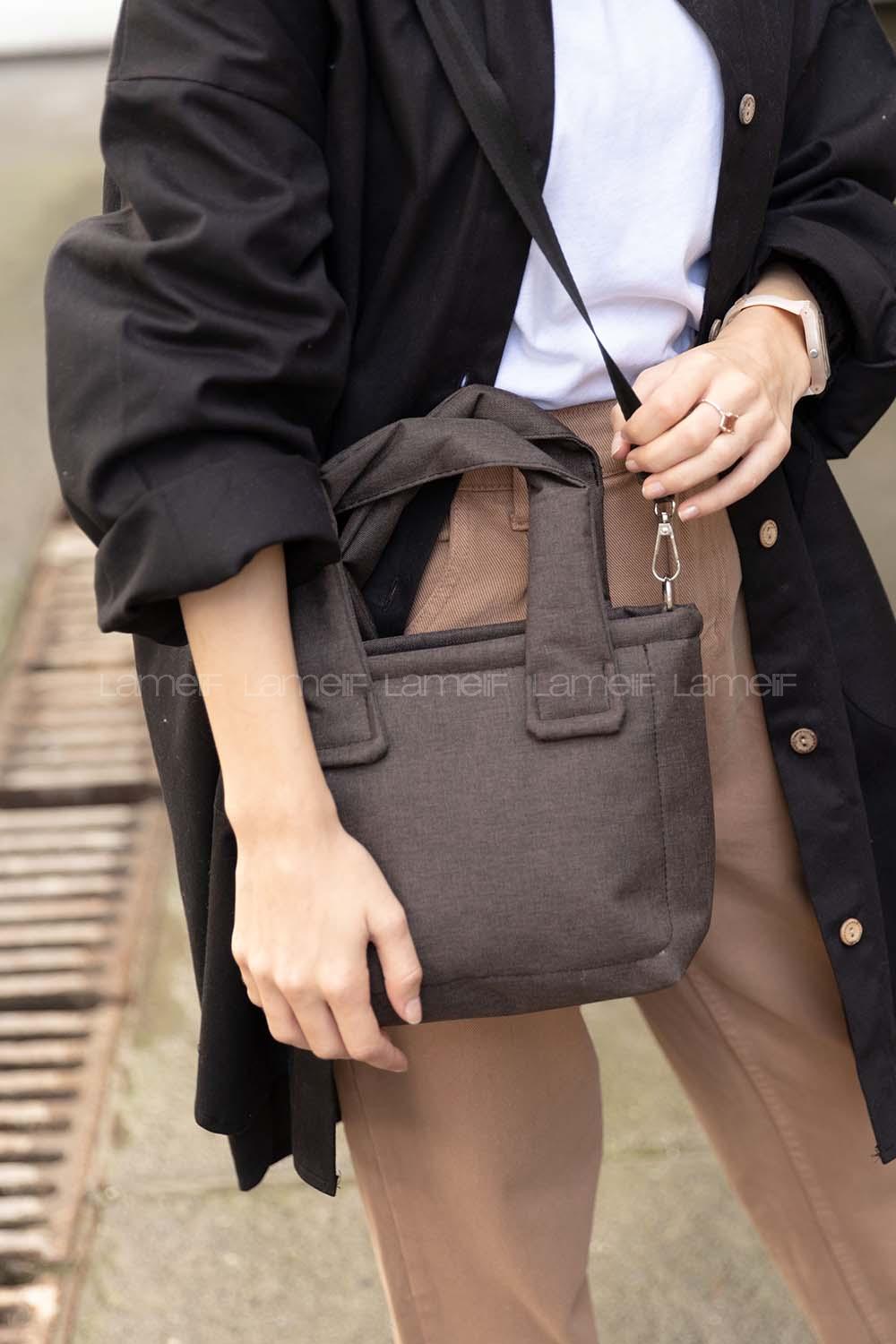 Modalamelif Kumaş Düz Renk Çanta Soft Kahve