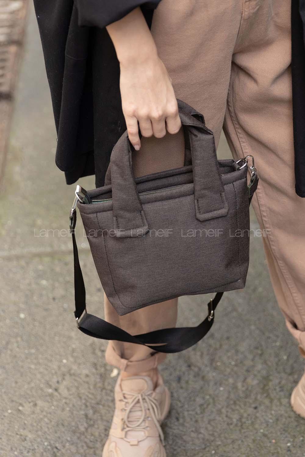 Modalamelif Kumaş Düz Renk Çanta Soft Kahve