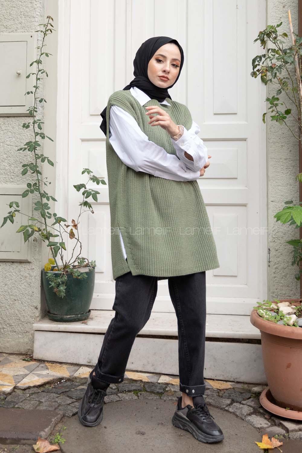 Modalamelif Selanik Örgü Triko Süveter Çağla Yeşili