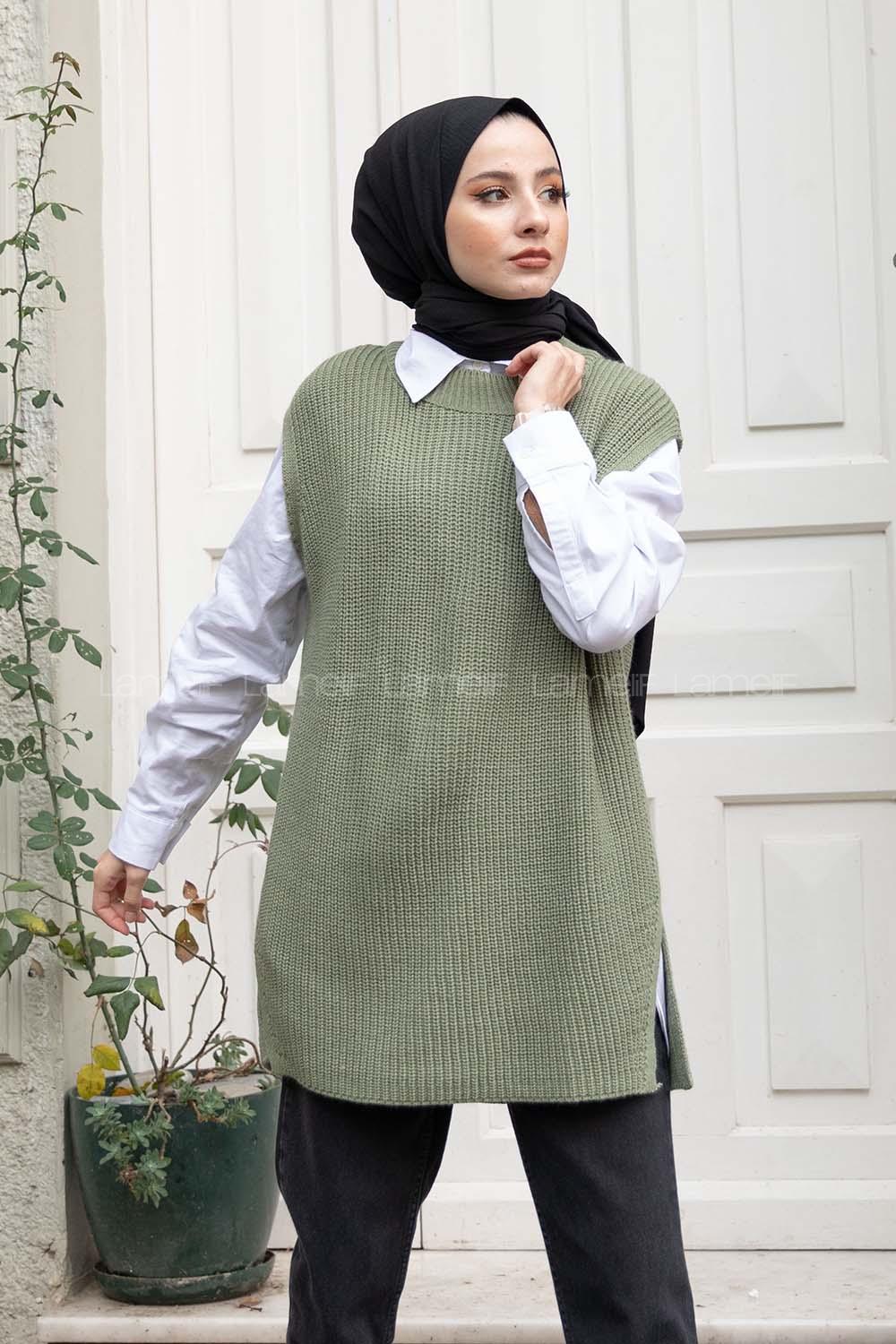 Modalamelif Selanik Örgü Triko Süveter Çağla Yeşili