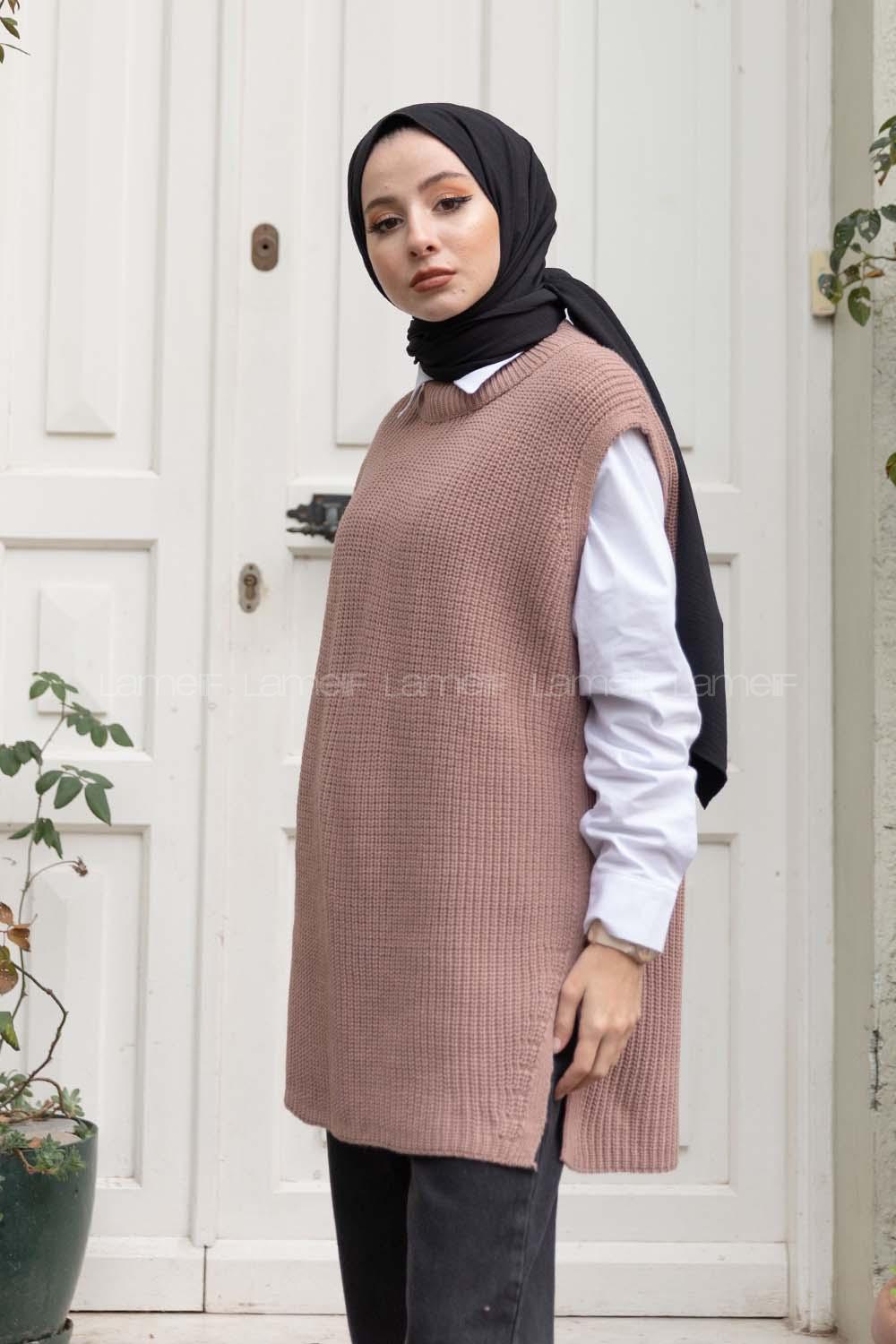 Modalamelif Selanik Örgü Triko Süveter Gül Kurusu