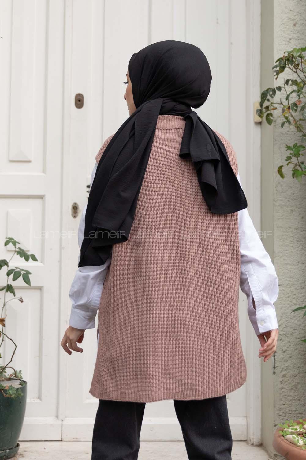 Modalamelif Selanik Örgü Triko Süveter Gül Kurusu