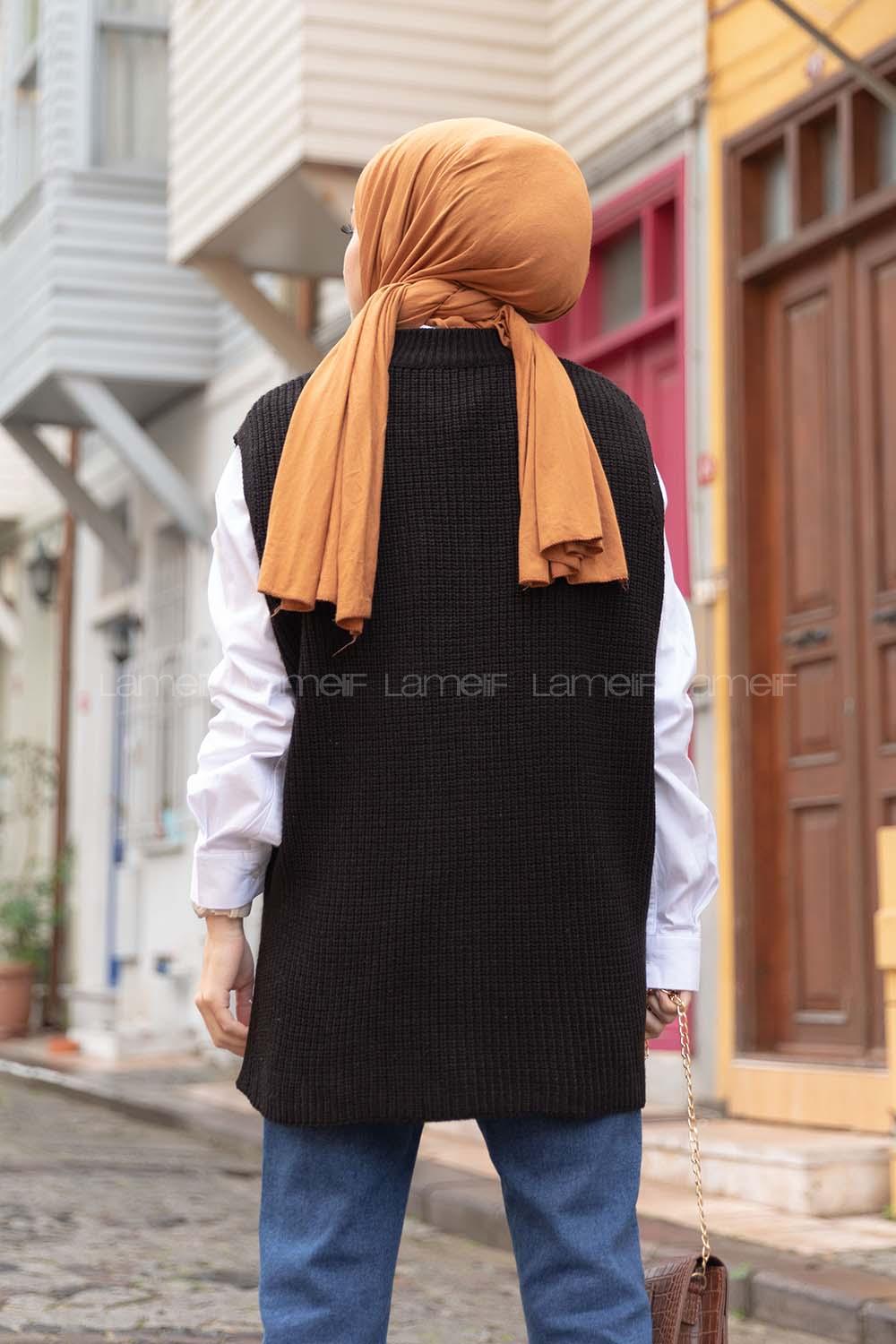 Modalamelif Selanik Örgü Triko Süveter Siyah