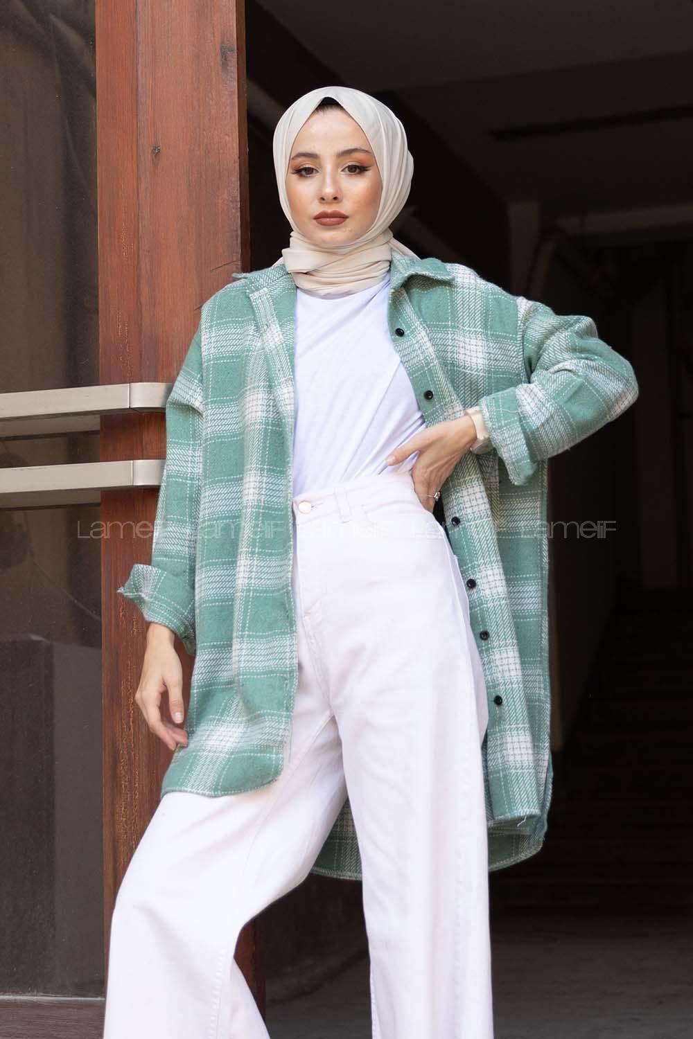 Modalamelif Tek Cepli Ekose Oduncu Gömlek Çağla