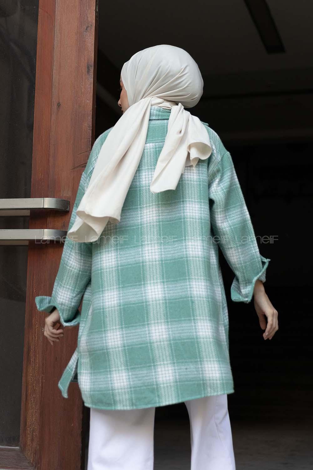 Modalamelif Tek Cepli Ekose Oduncu Gömlek Çağla