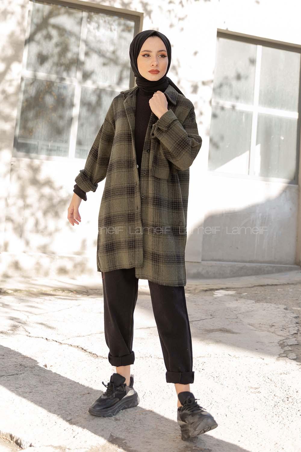 Modalamelif Tek Cepli Ekose Oduncu Gömlek Haki