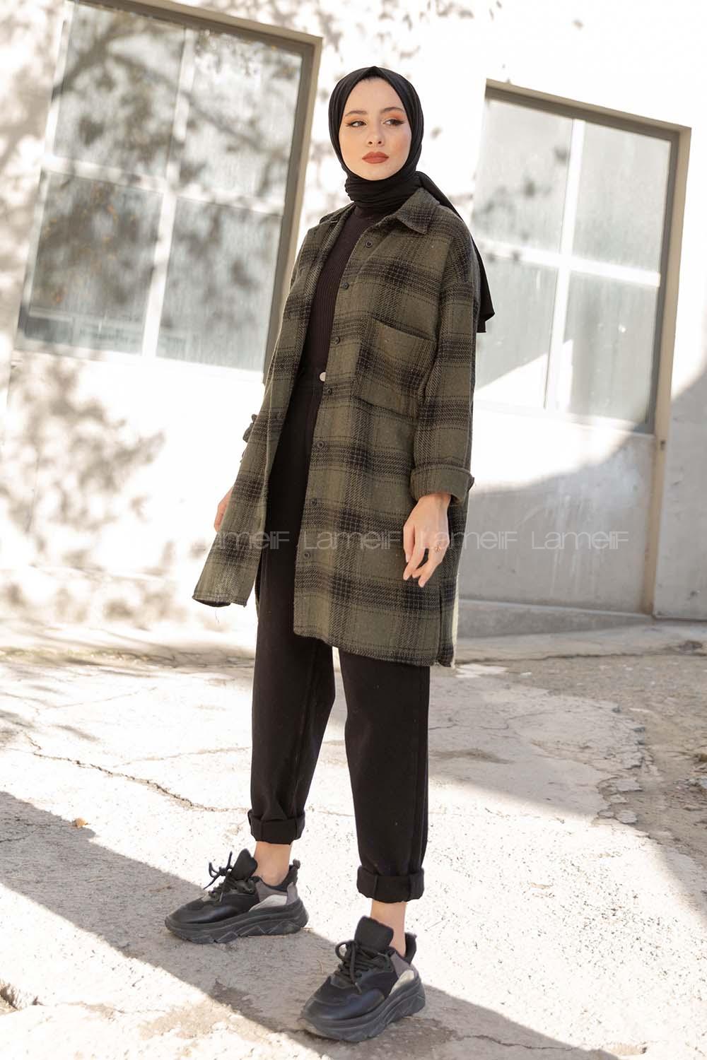 Modalamelif Tek Cepli Ekose Oduncu Gömlek Haki