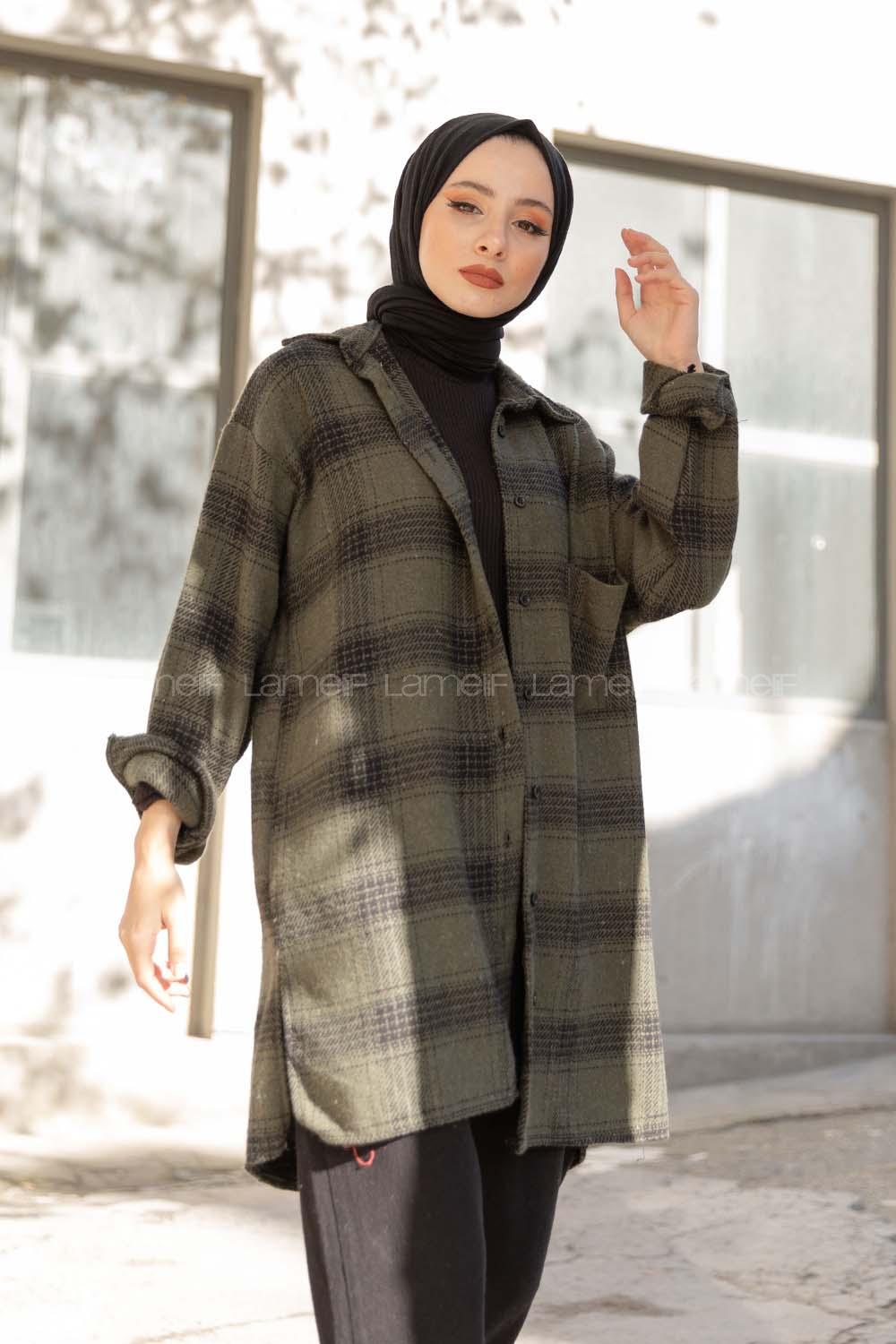 Modalamelif Tek Cepli Ekose Oduncu Gömlek Haki