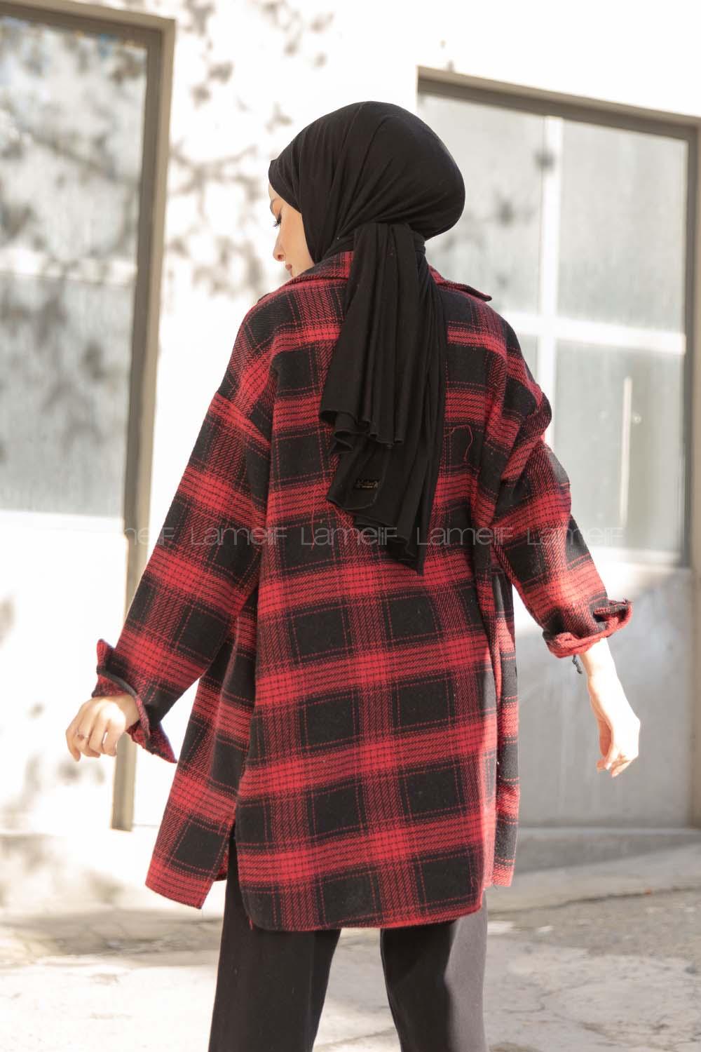 Modalamelif Tek Cepli Ekose Oduncu Gömlek Kırmızı Siyah