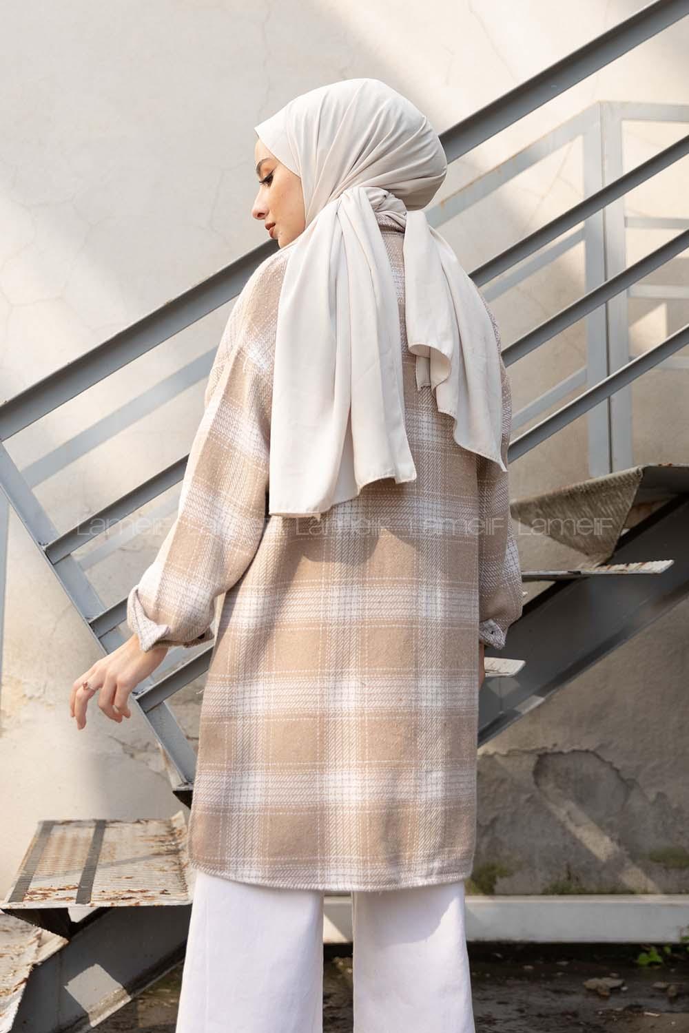 Modalamelif Tek Cepli Ekose Oduncu Gömlek Kum Beji