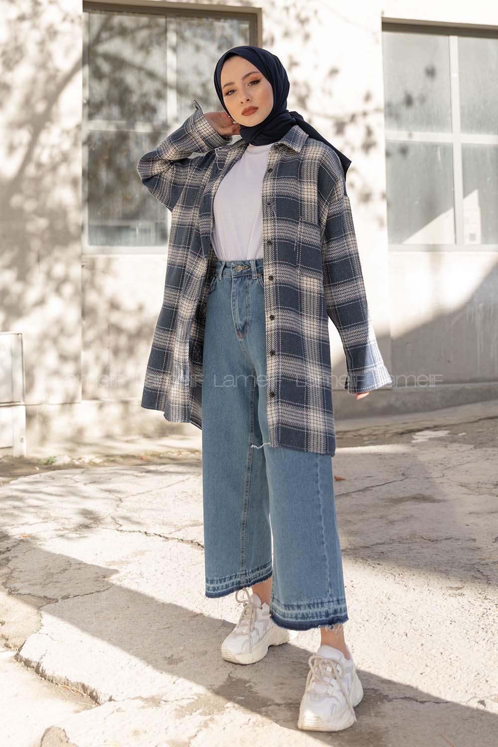 Modalamelif Tek Cepli Ekose Oduncu Gömlek Lacivert