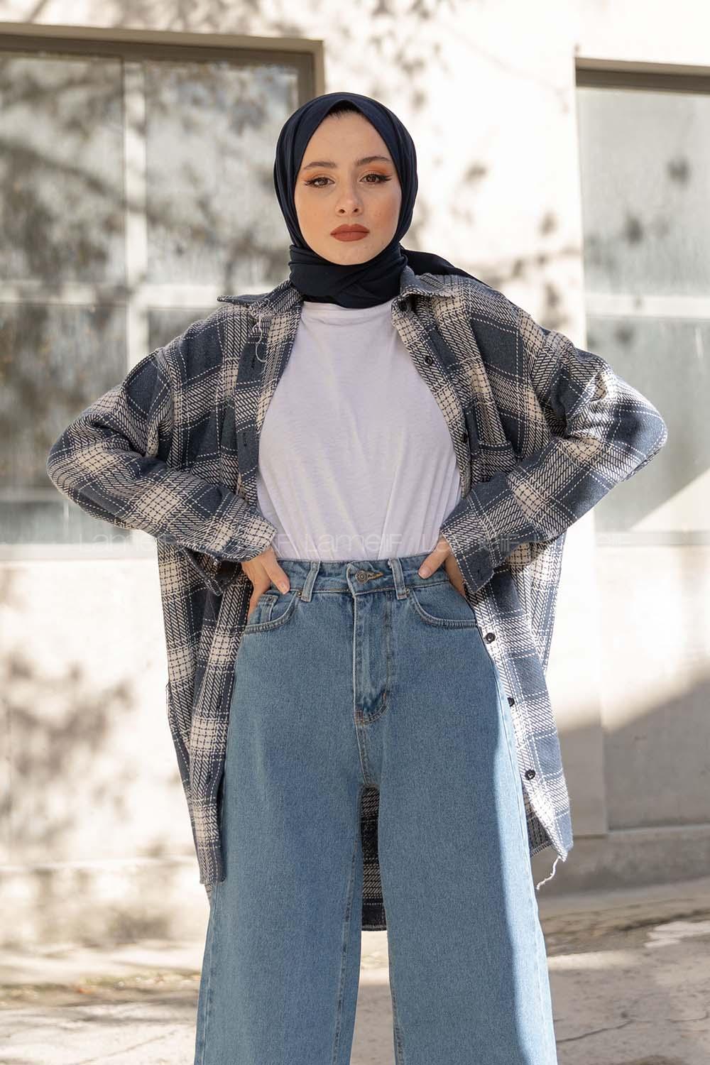 Modalamelif Tek Cepli Ekose Oduncu Gömlek Lacivert