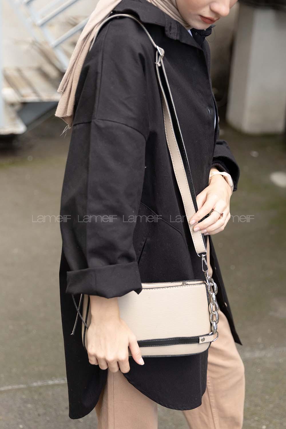 Modalamelif Tek Gözlü Dokulu Miniadure Çanta Vizonrengi