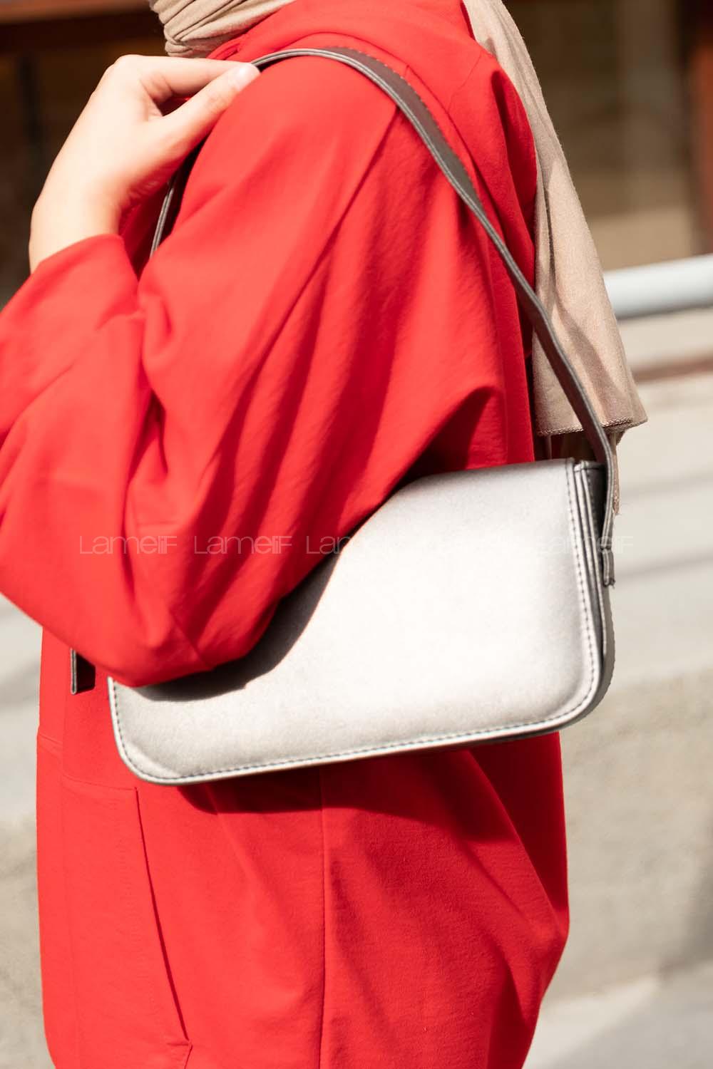 Modalamelif Kapak Kilitli Çapraz Çanta Gri