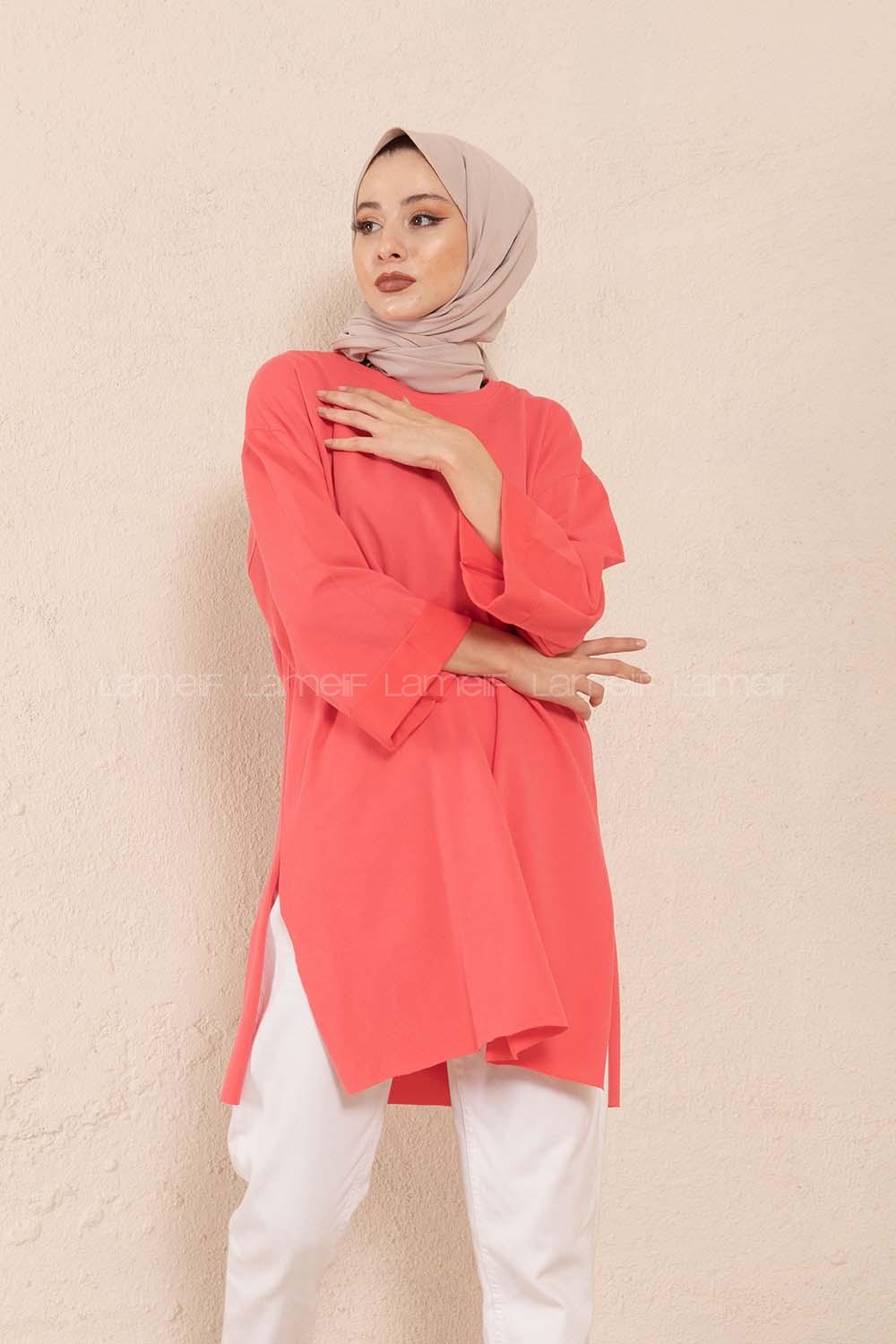 Modalamelif Düz Renk Fakir Kol Sweatshirt Şeker Pembesi