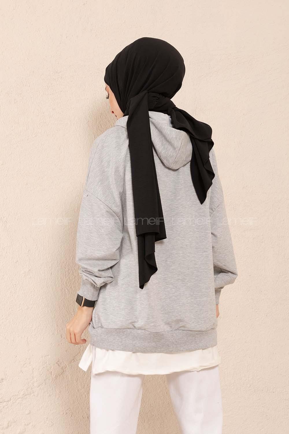 Modalamelif Kuşgözlü Etek Garnili Tunik Gri