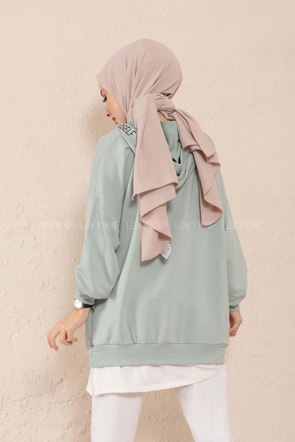 Modalamelif Kuşgözlü Etek Garnili Tunik Mint Yeşili