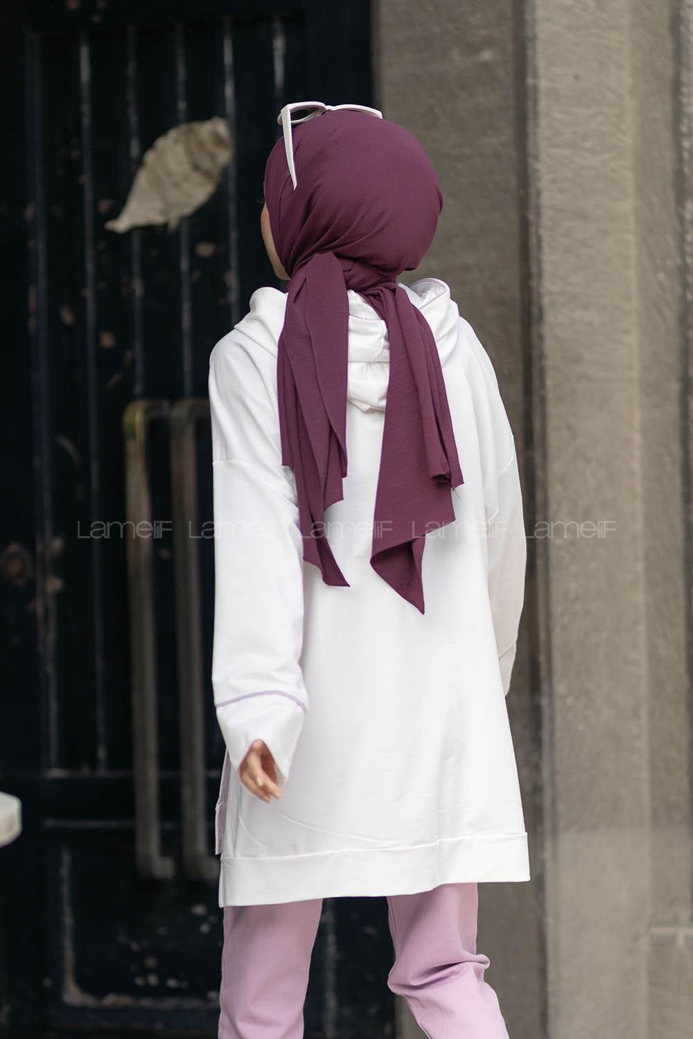 Modalamelif Ara Biyeli Kapşonlu Sweatshirt Ekru