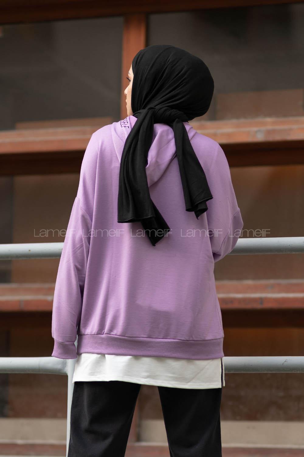 Modalamelif Kuşgözlü Etek Garnili Tunik Lila