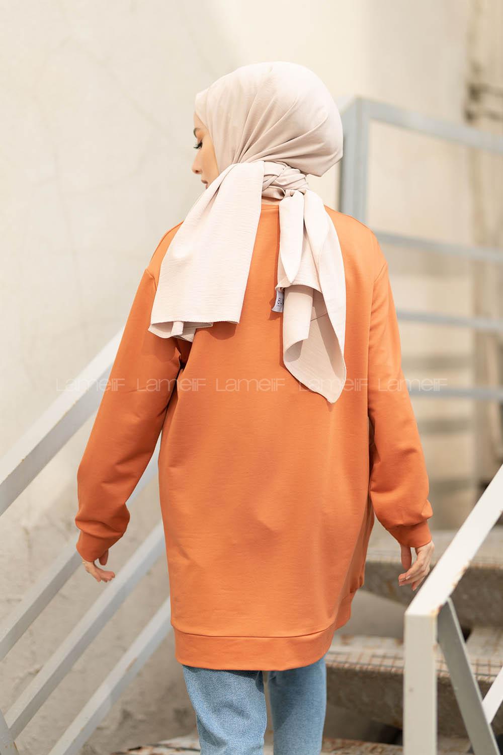 Modalamelif Önü Baskılı Sweatshirt Kiremit