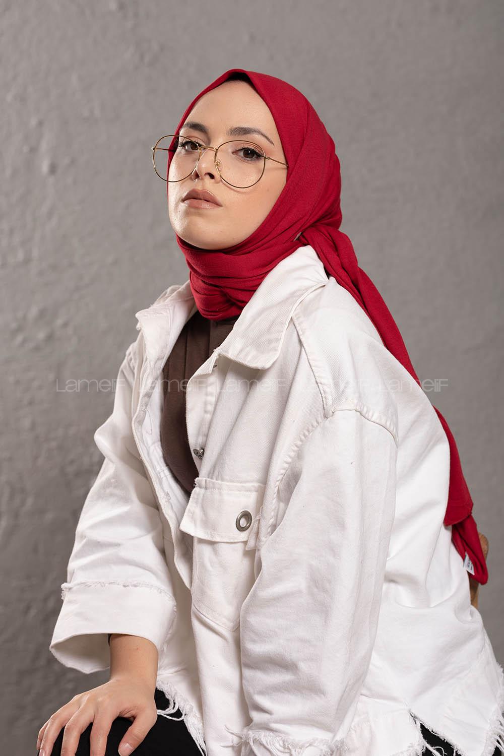 Modalamelif Koyu Kırmızı Penye Şal