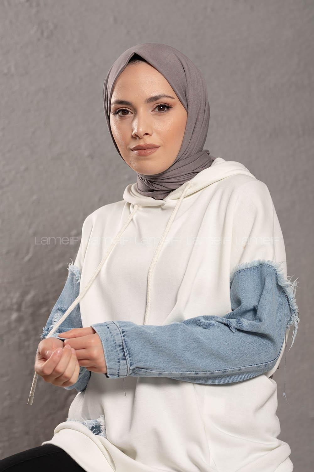 Modalamelif Güllü Gri Penye Şal