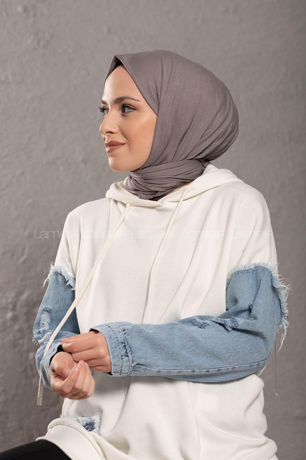 Modalamelif Güllü Gri Penye Şal