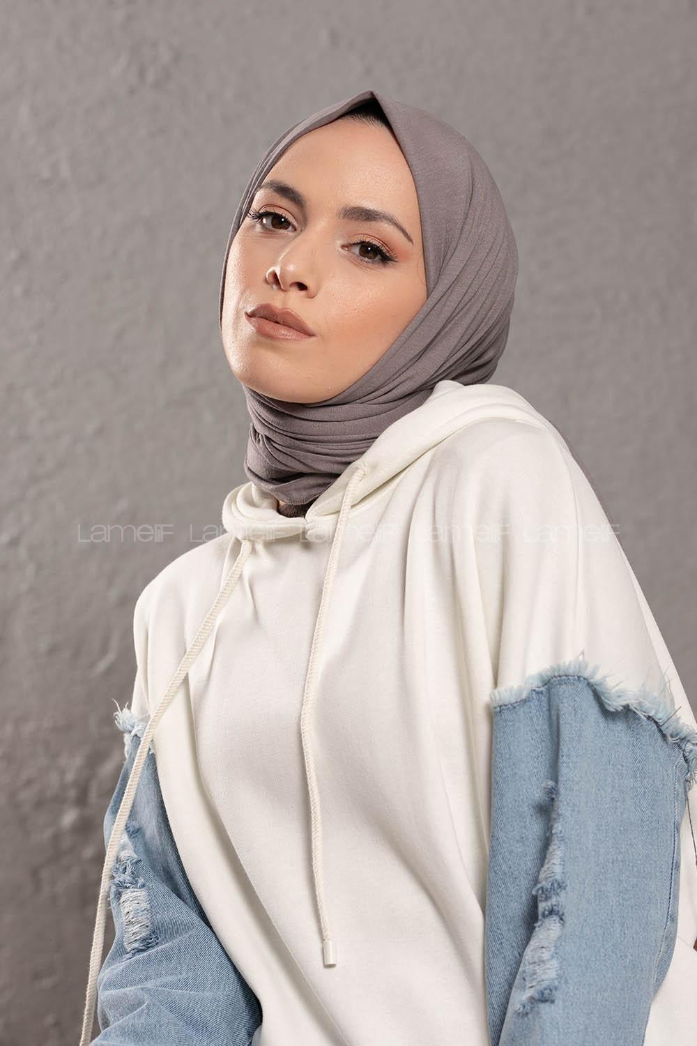 Modalamelif Güllü Gri Penye Şal