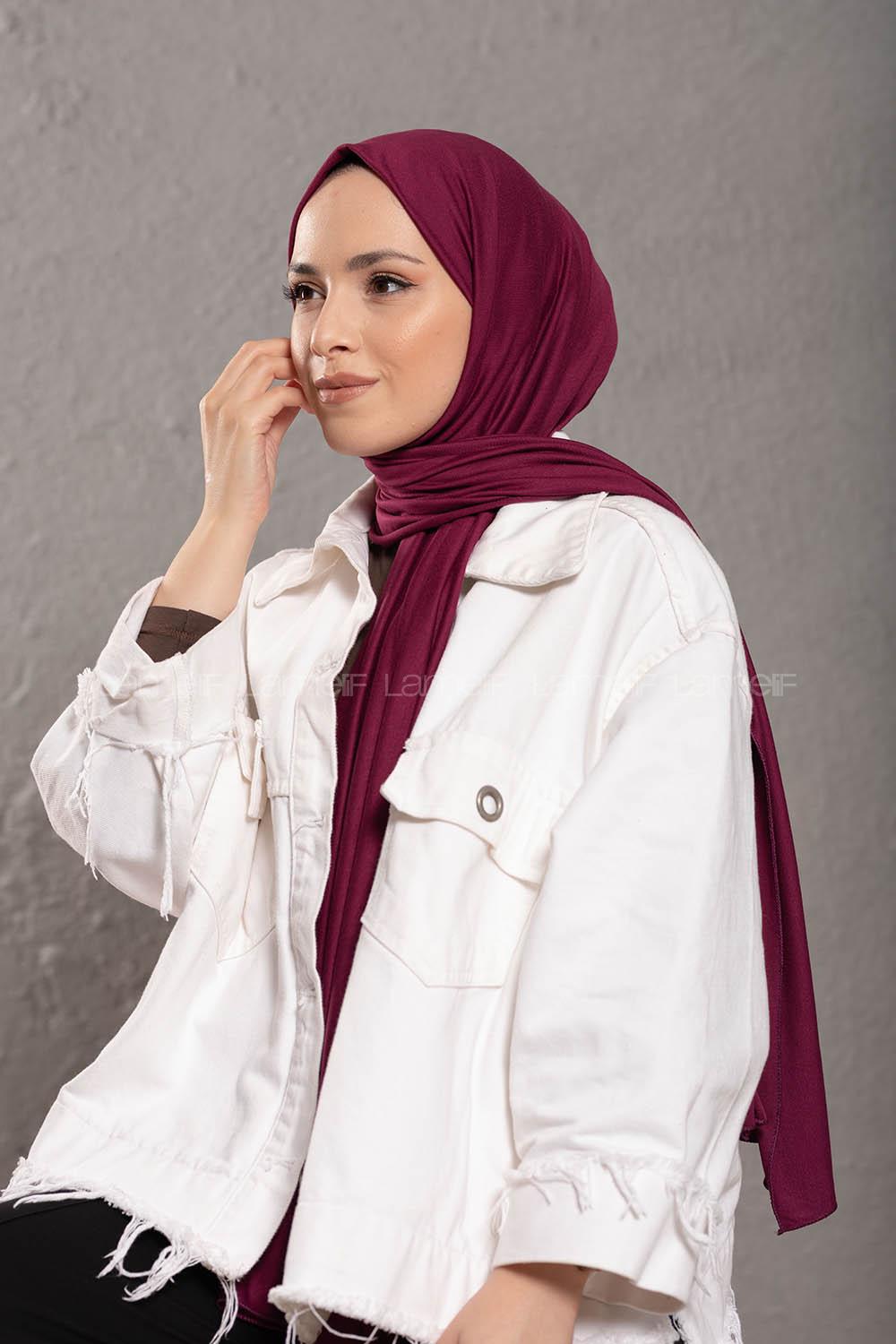 Modalamelif Patlıcan Moru Penye Şal