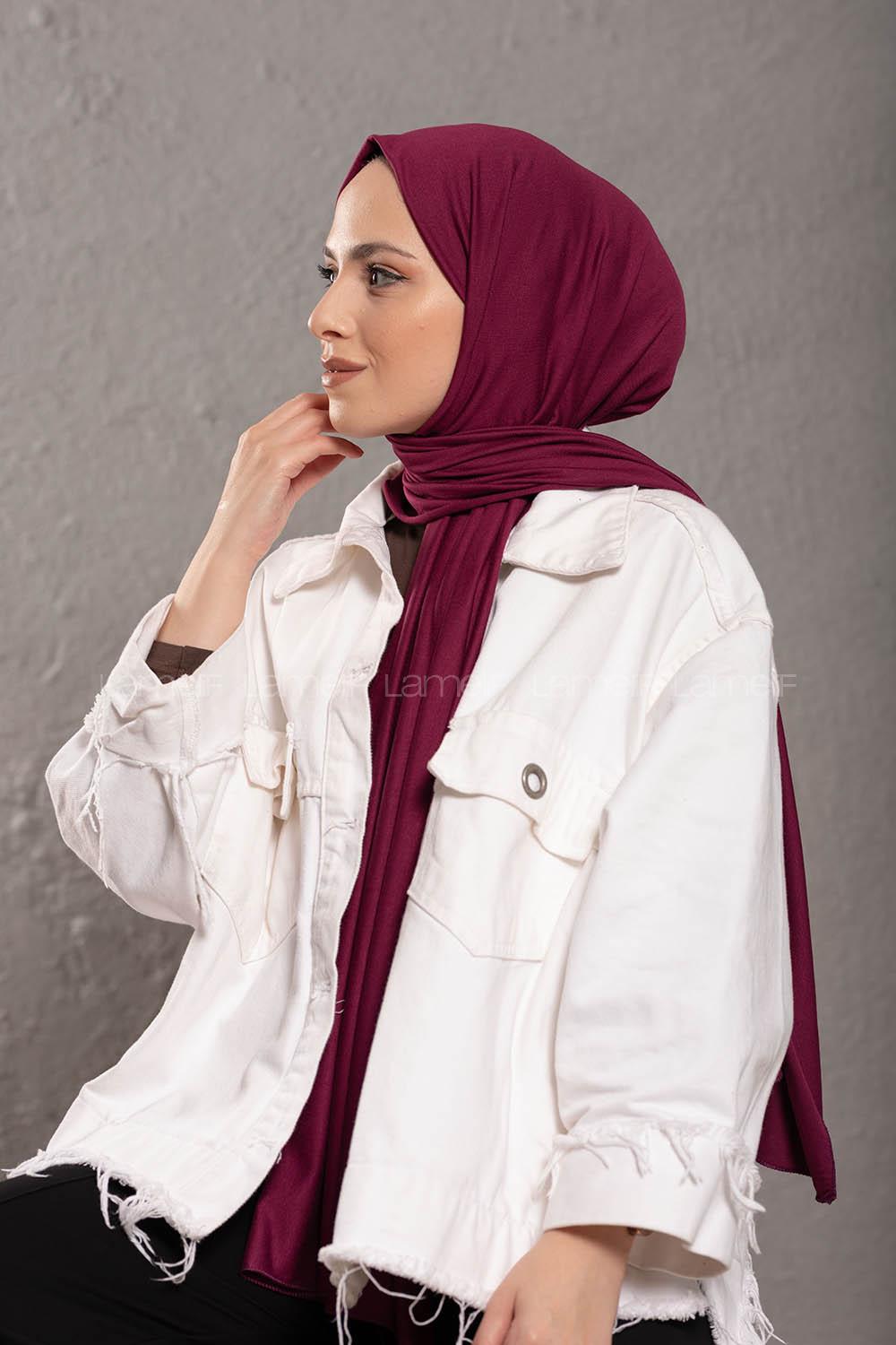 Modalamelif Patlıcan Moru Penye Şal