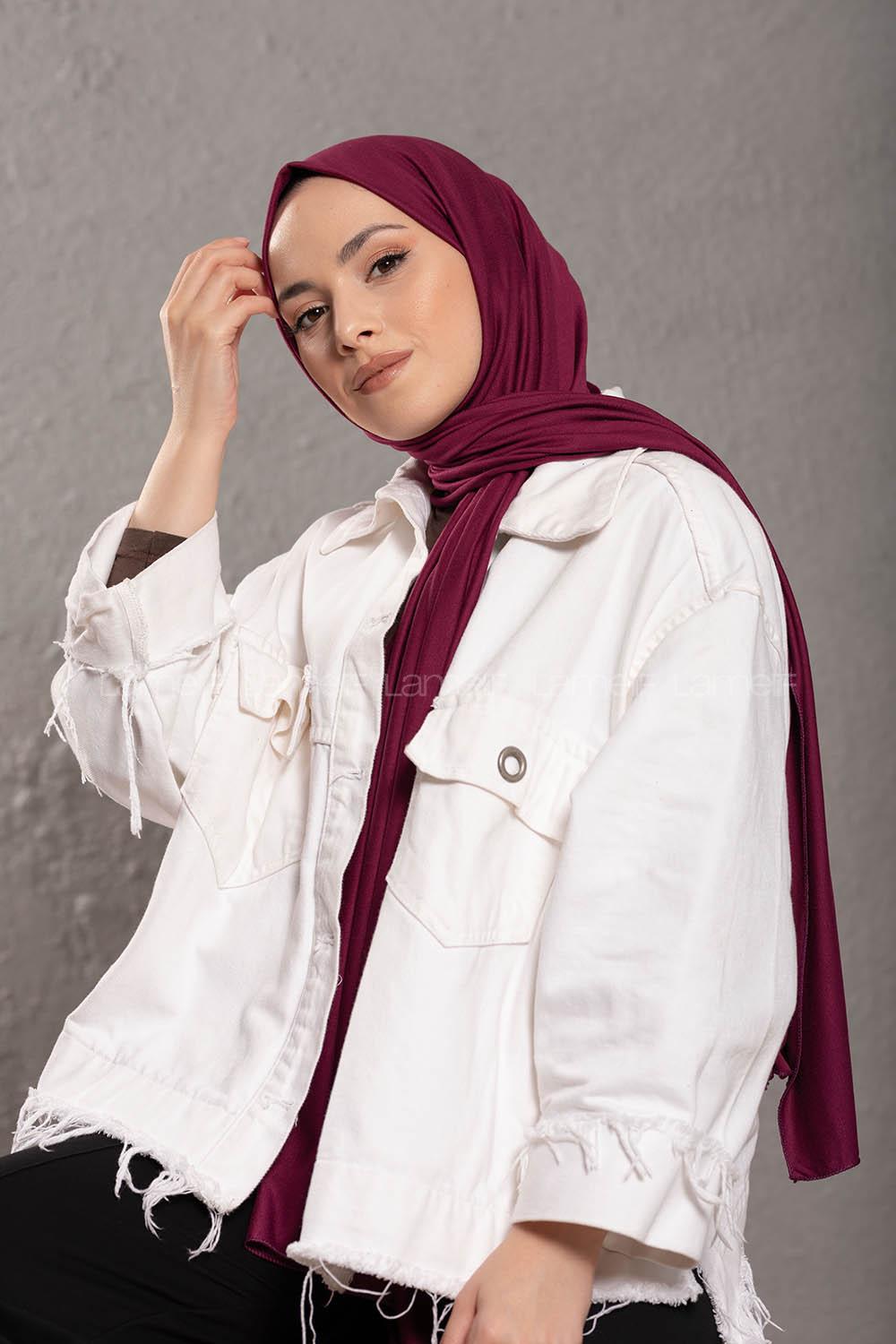 Modalamelif Patlıcan Moru Penye Şal