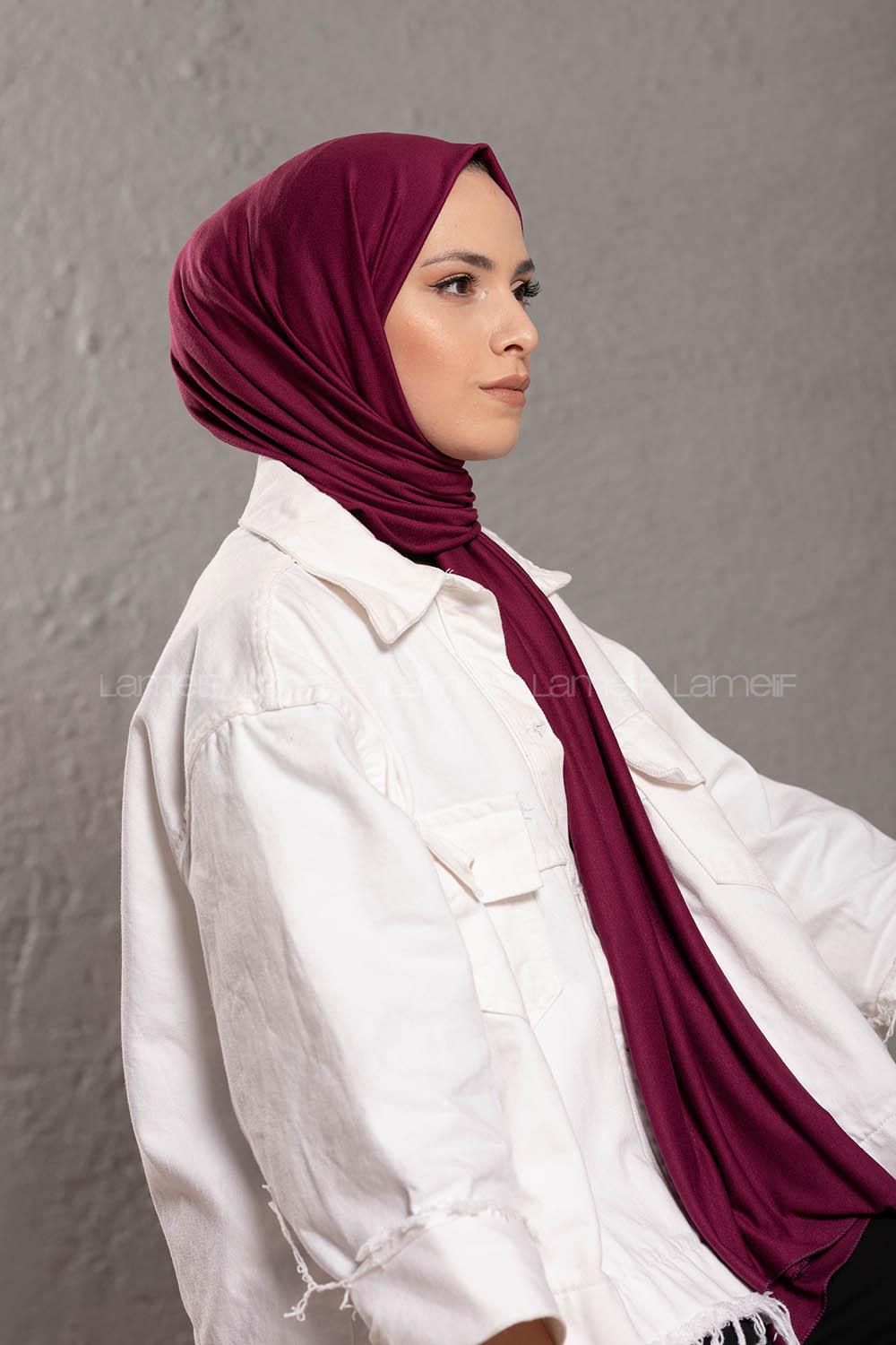 Modalamelif Patlıcan Moru Penye Şal