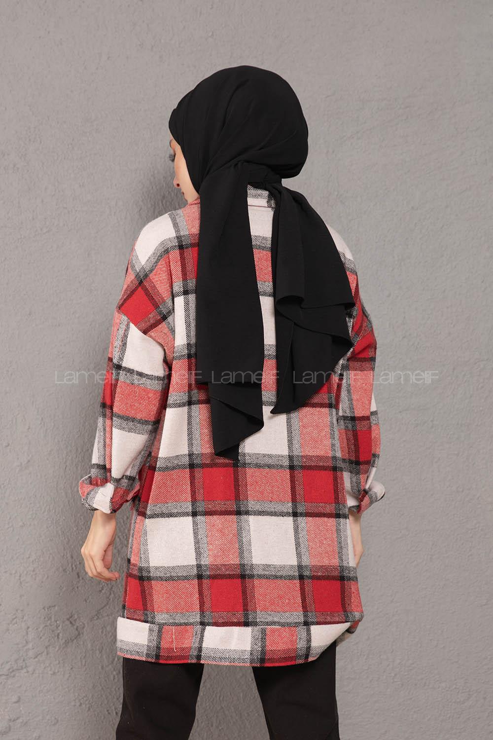 Modalamelif Çift Cepli Ekose Desen Oduncu Gömlek Kırmızı