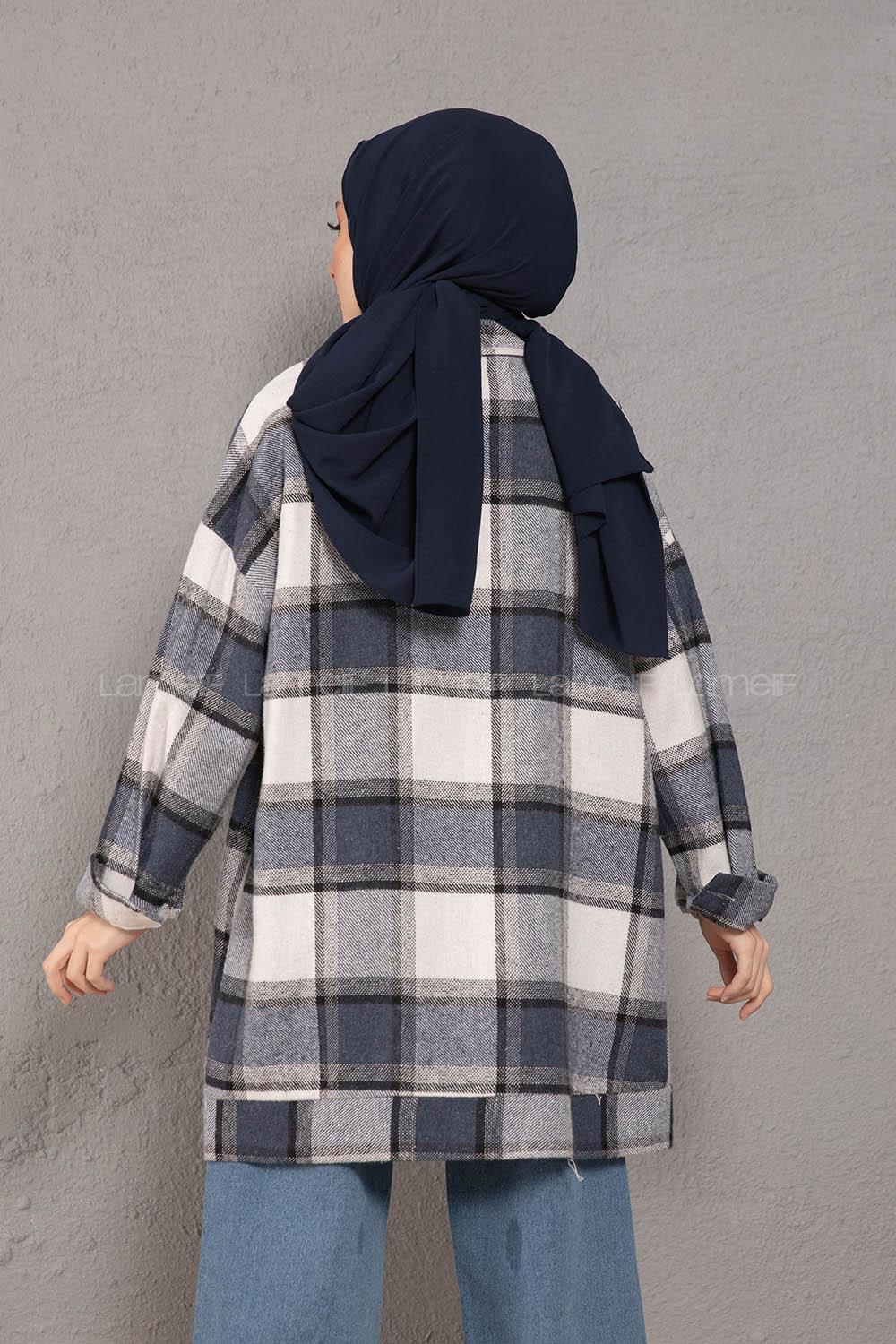 Modalamelif Çift Cepli Ekose Desen Oduncu Gömlek Lacivert