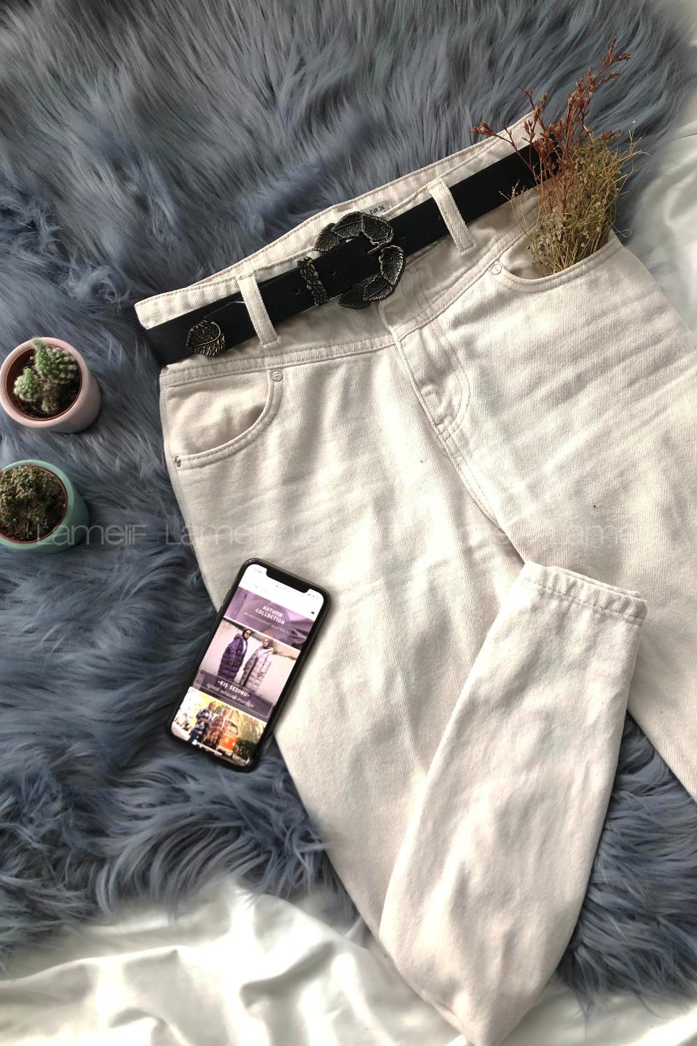 Modalamelif Vıntage Yaprak Tokalı Kemer Siyah