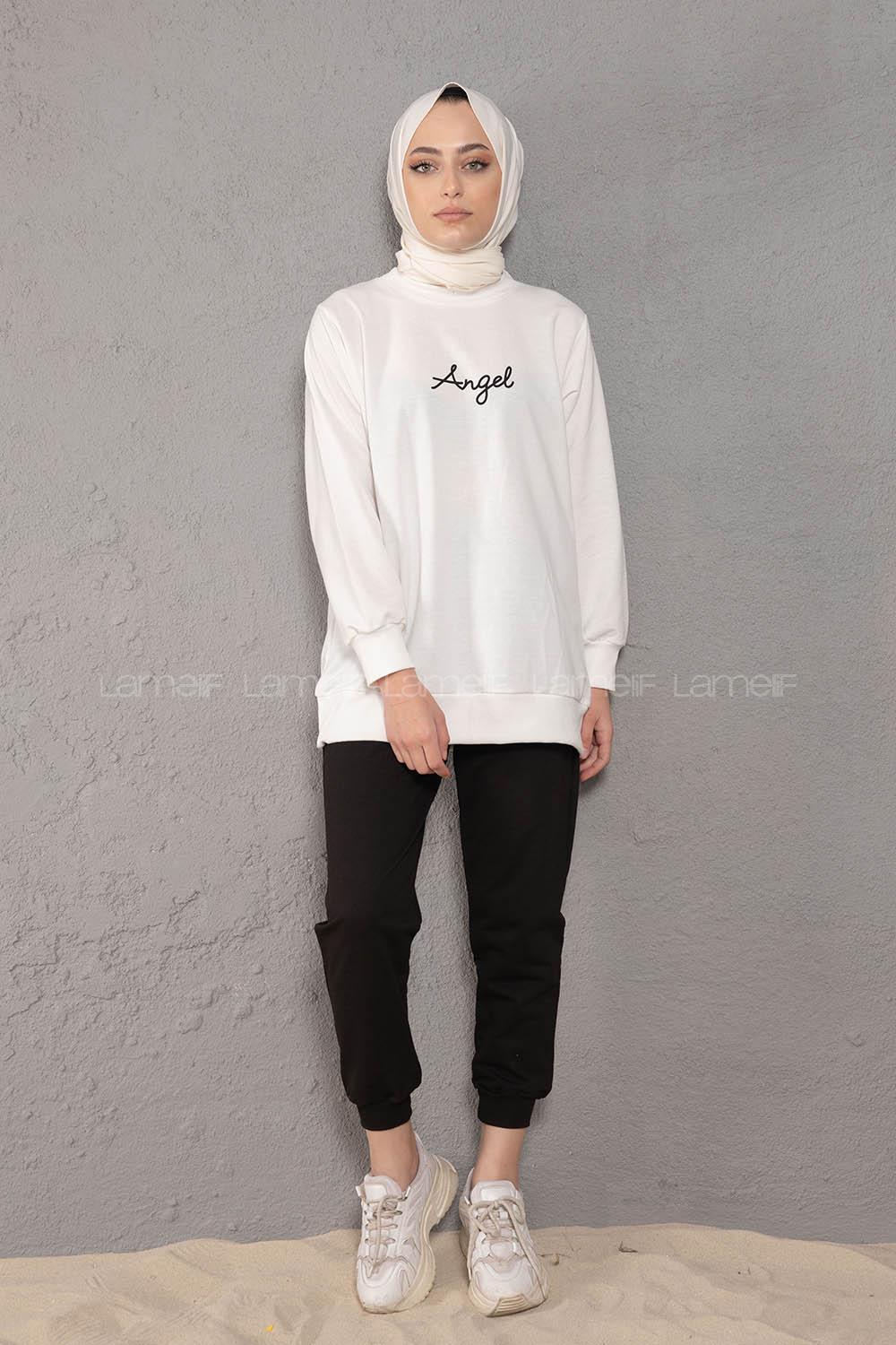 Modalamelif Angel Baskılı İkili Eşofman Takım Beyaz