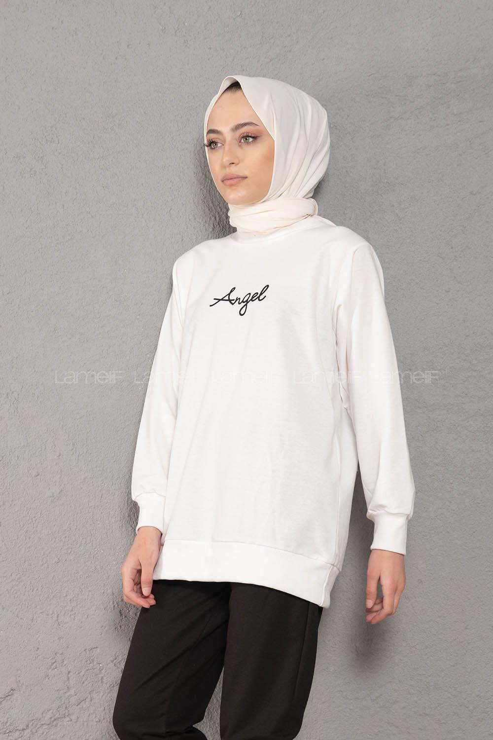 Modalamelif Angel Baskılı İkili Eşofman Takım Beyaz