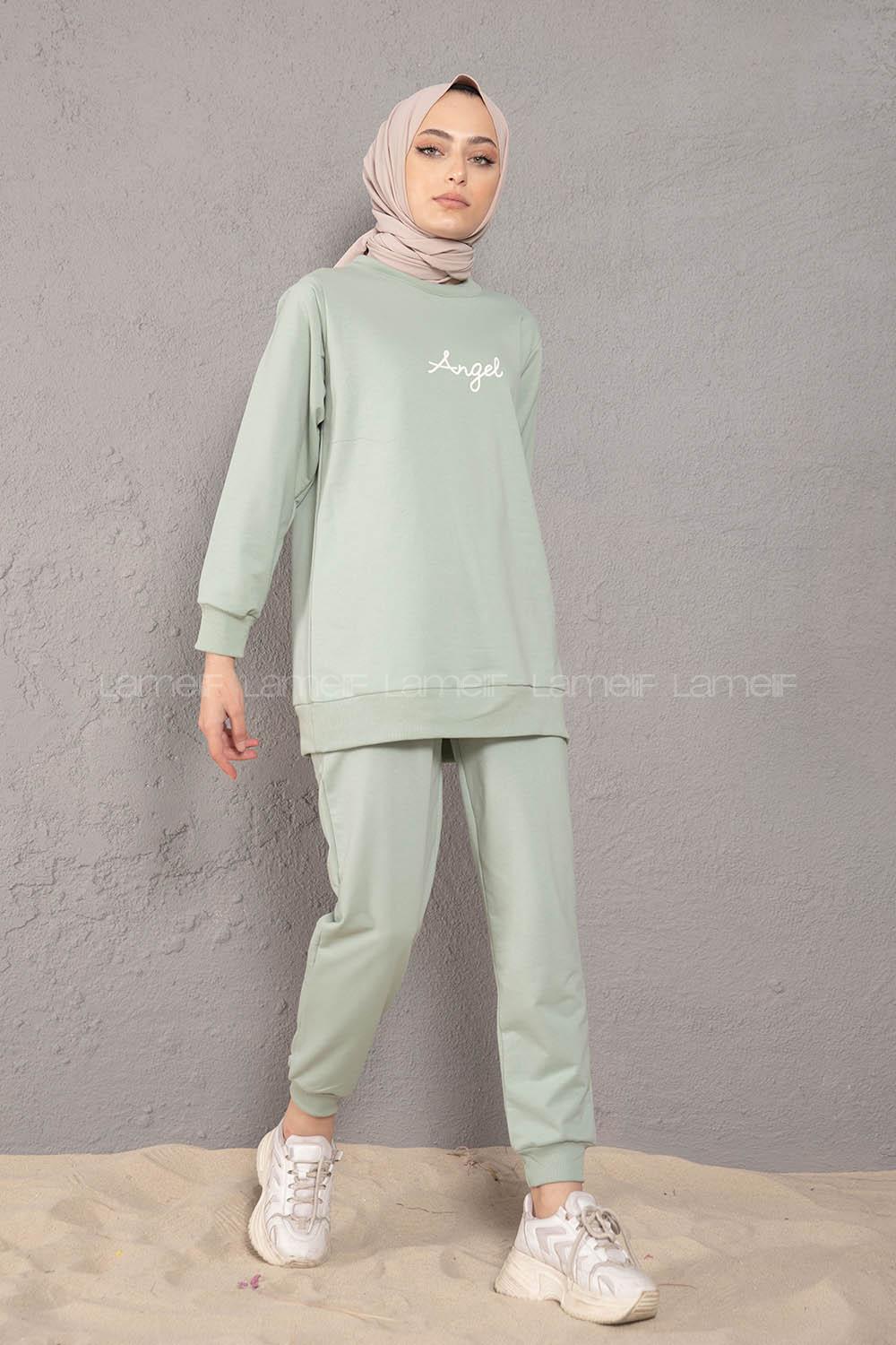 Modalamelif Angel Baskılı İkili Eşofman Takım Çağla