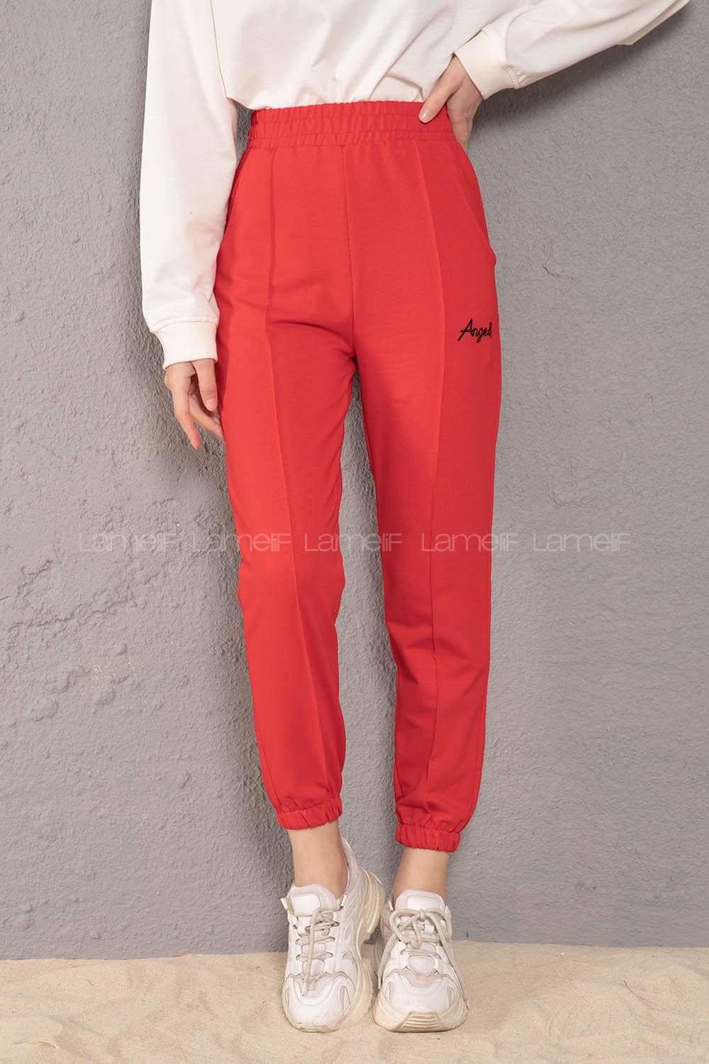 Modalamelif Beli Lastikli Angel Nakışlı Eşofman Kırmızı