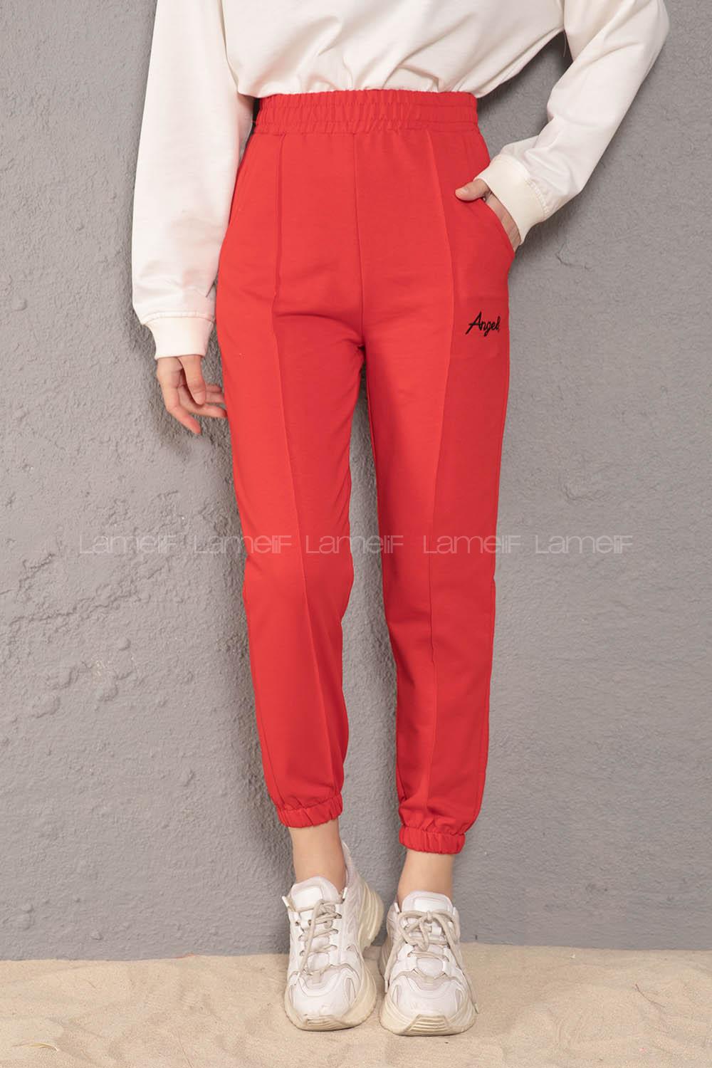 Modalamelif Beli Lastikli Angel Nakışlı Eşofman Kırmızı