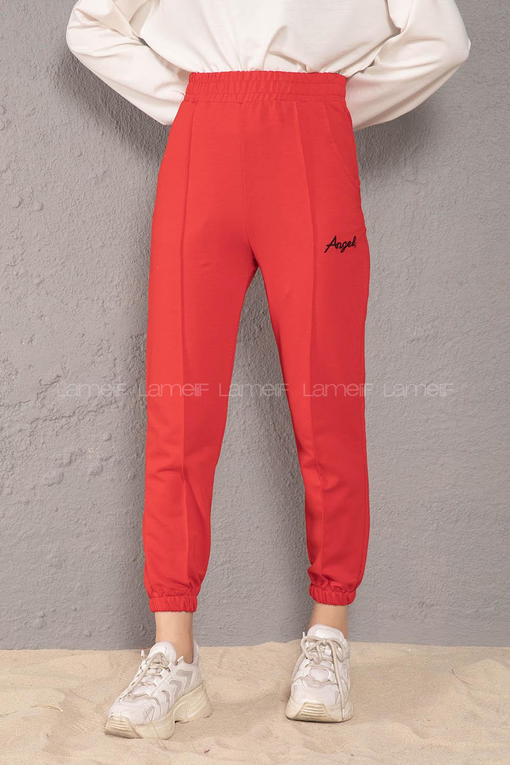 Modalamelif Beli Lastikli Angel Nakışlı Eşofman Kırmızı